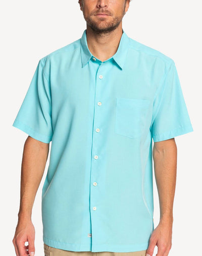 Quiksilver Waterman Cane Island Short Sleeve Shirt#color_blue