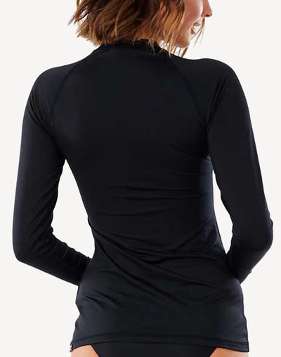 Women's Golden Rays UPF 50+ Long Sleeve Rashguard#color_black