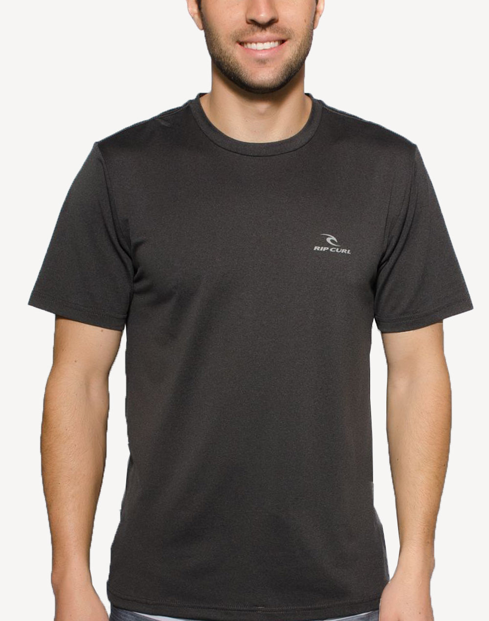 Men's Search Series UPF 50+ Short Sleeve Swim Shirt#color_black