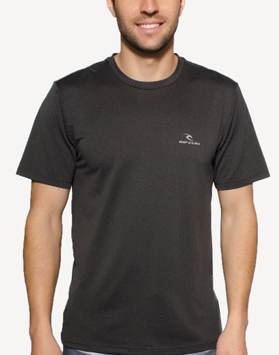 Men's Search Series UPF 50+ Short Sleeve Swim Shirt#color_black