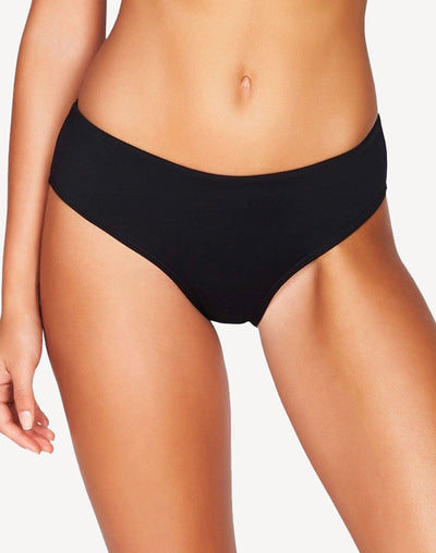 Sea Level Essentials Solid Mid Rise Bikini Bottom#color_black