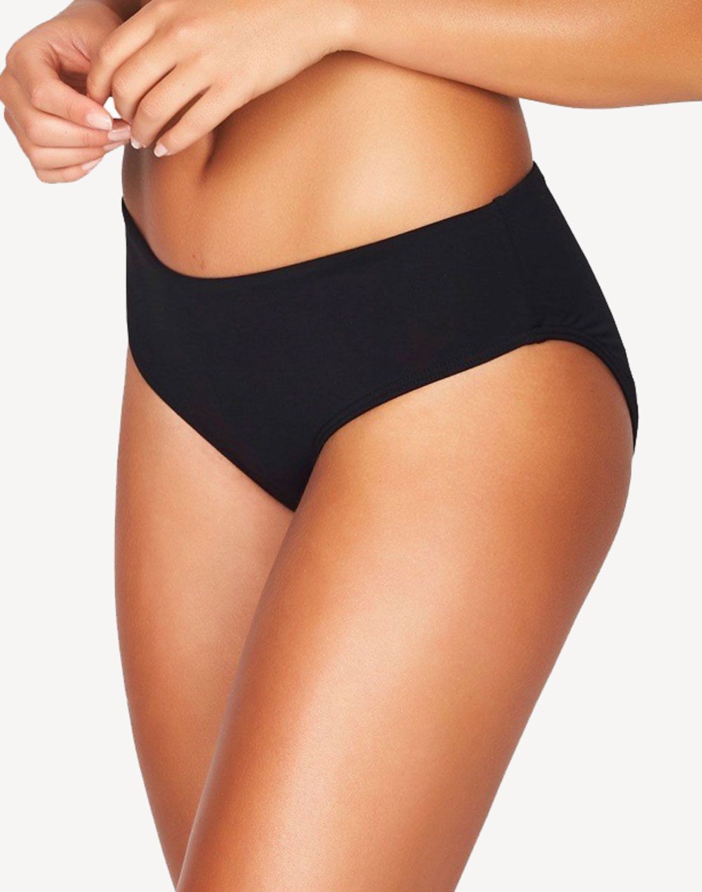 Sea Level Essentials Solid Mid Rise Bikini Bottom#color_black