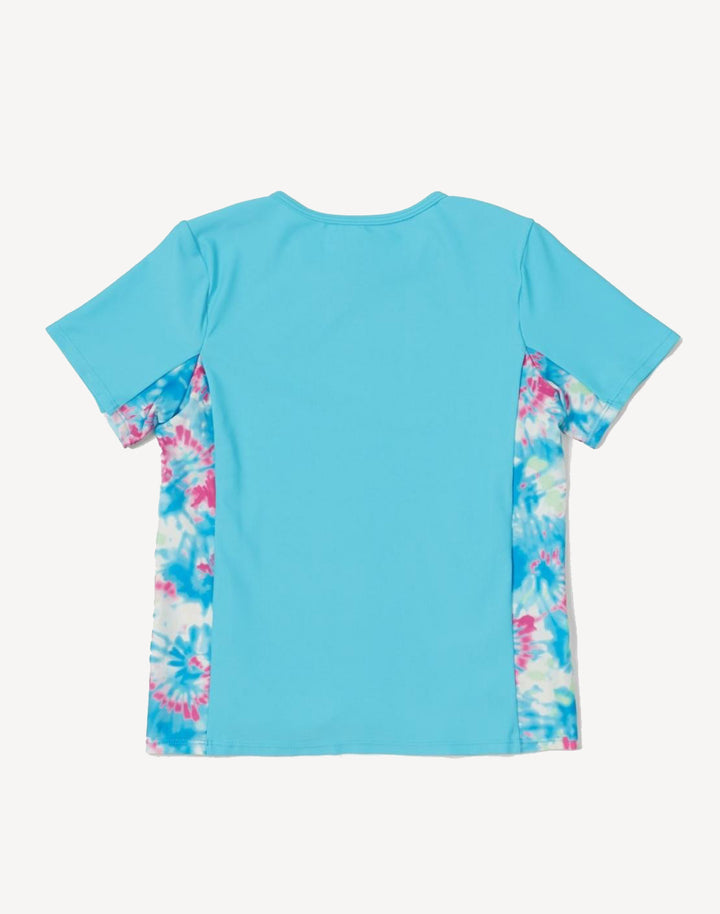 Girls Short Sleeve Printed Splice Rashguard
