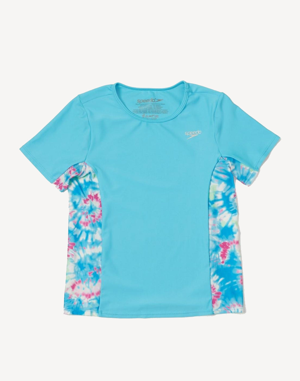 Girls Short Sleeve Printed Splice Rashguard