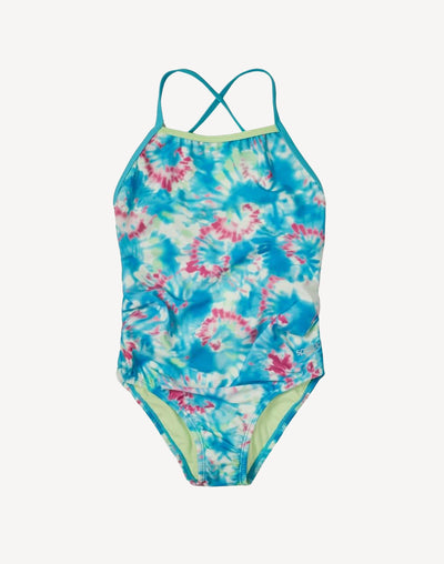 Girls Printed Crossback One Piece#color_blue
